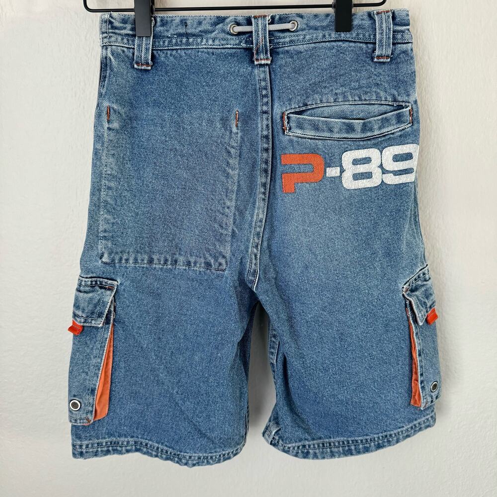Vintage Paco Jeans Boys Blue Denim Shorts Cargo Bottoms Striped Size Kids 12